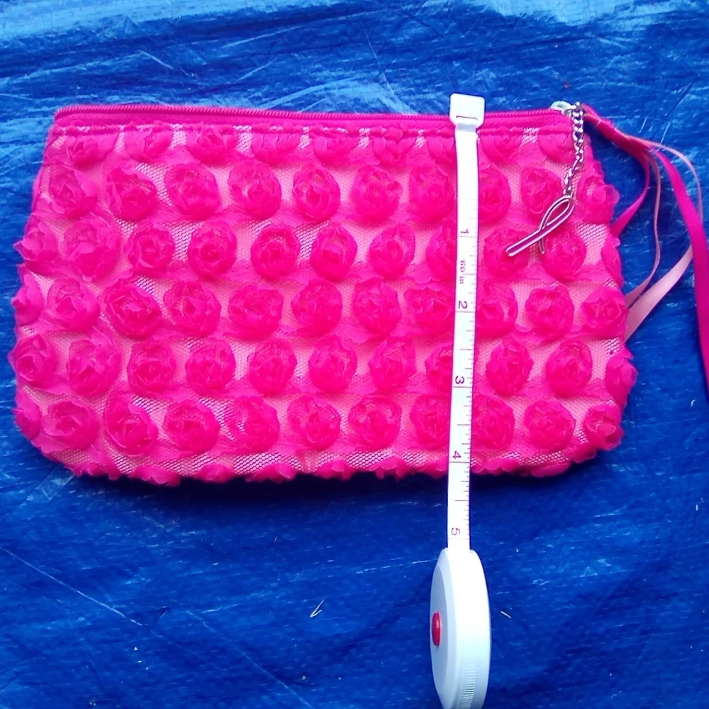 Pink Floral Clutch with Ribbon Accent
